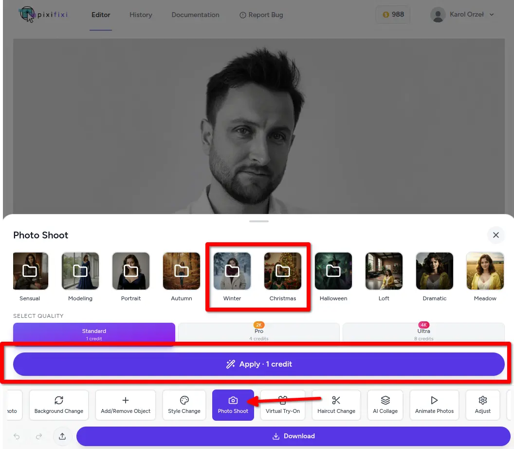 How to create a AI photoshoot in PixiFixi — step by step