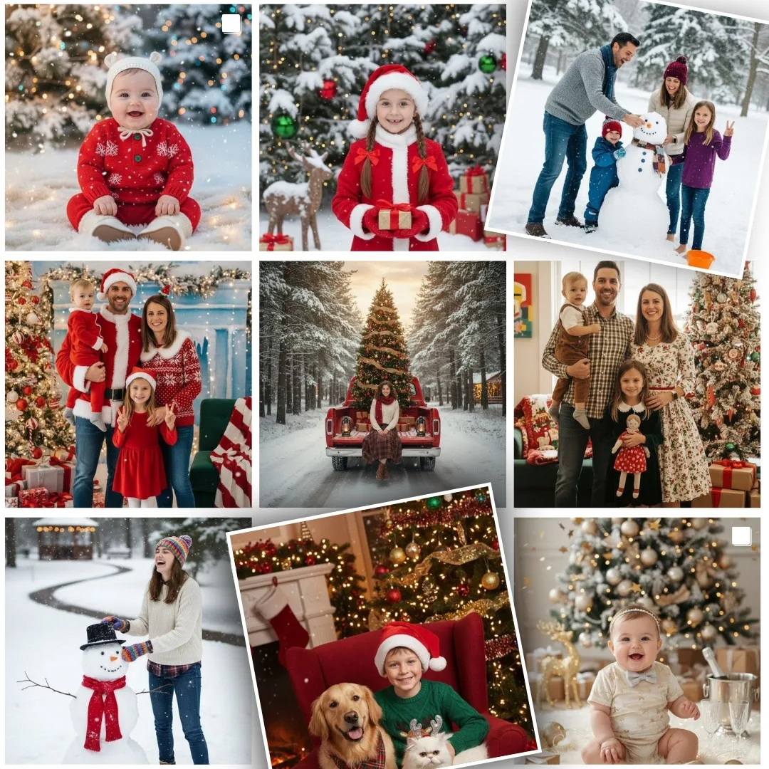 Christmas Photoshoot 2025 - create a magical holiday photo session with AI