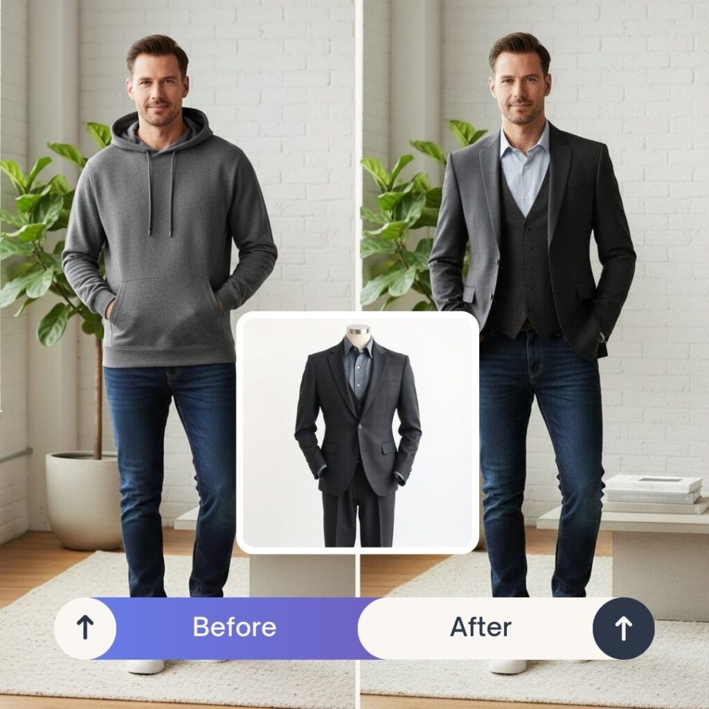 See how AI can instantly transform a man’s outfit with Virtual Try-On