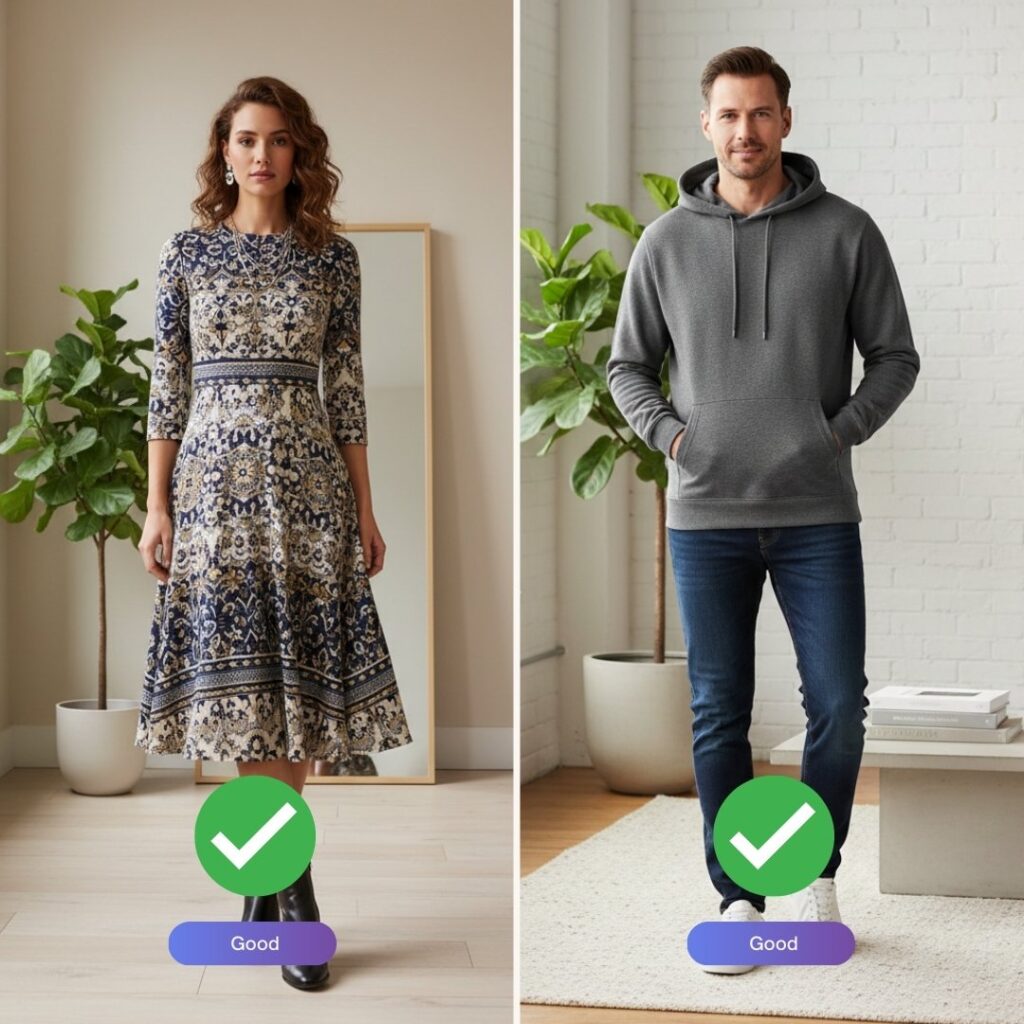 Examples of proper photos for the Virtual Try-On tool (Change Clothes in a Photo with AI )