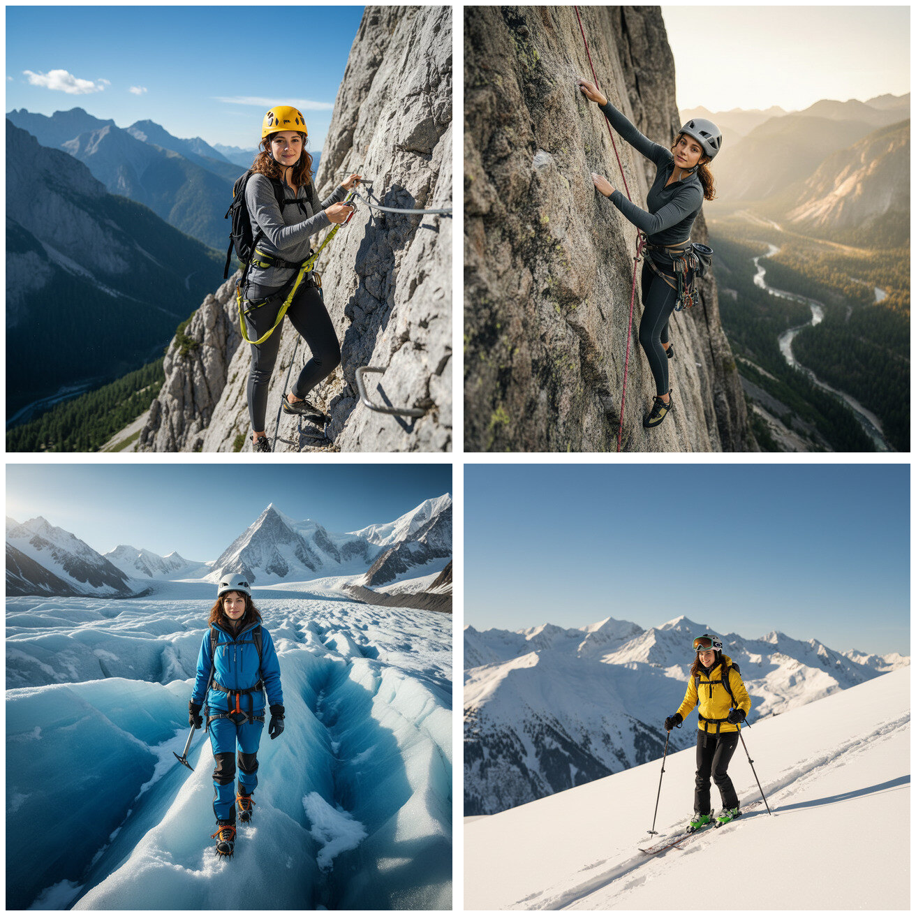 AI mountain photoshoot — via ferrata, rock climbing, glacier and ski touring