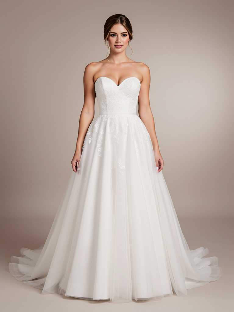 Ballgown wedding dress tried on with AI in PixiFixi
