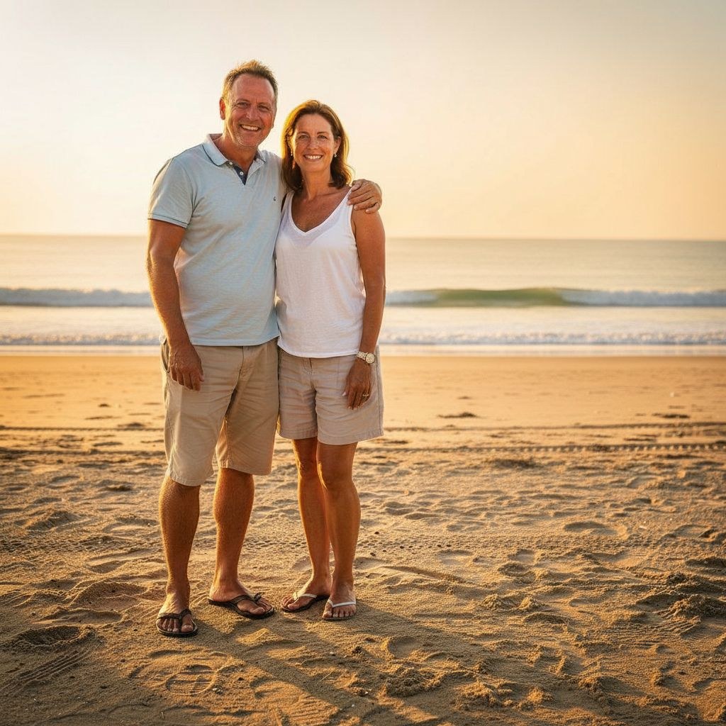 Beach photo before and after removing an unwanted object with AI