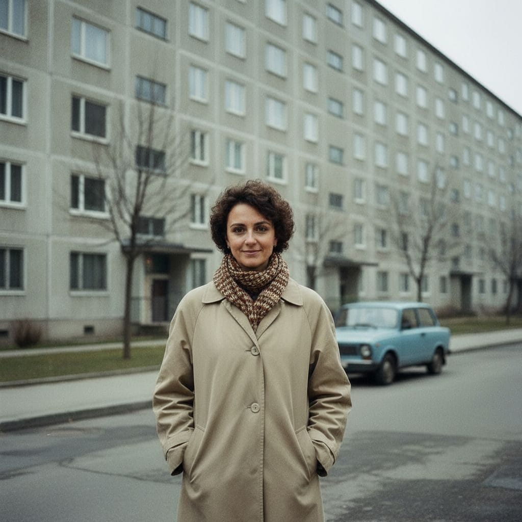 80s AI photo — concrete apartment estate, Eastern European 1980s look